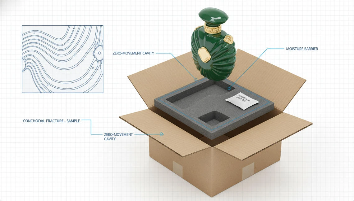 crystal perfume bottle Transit Fragility